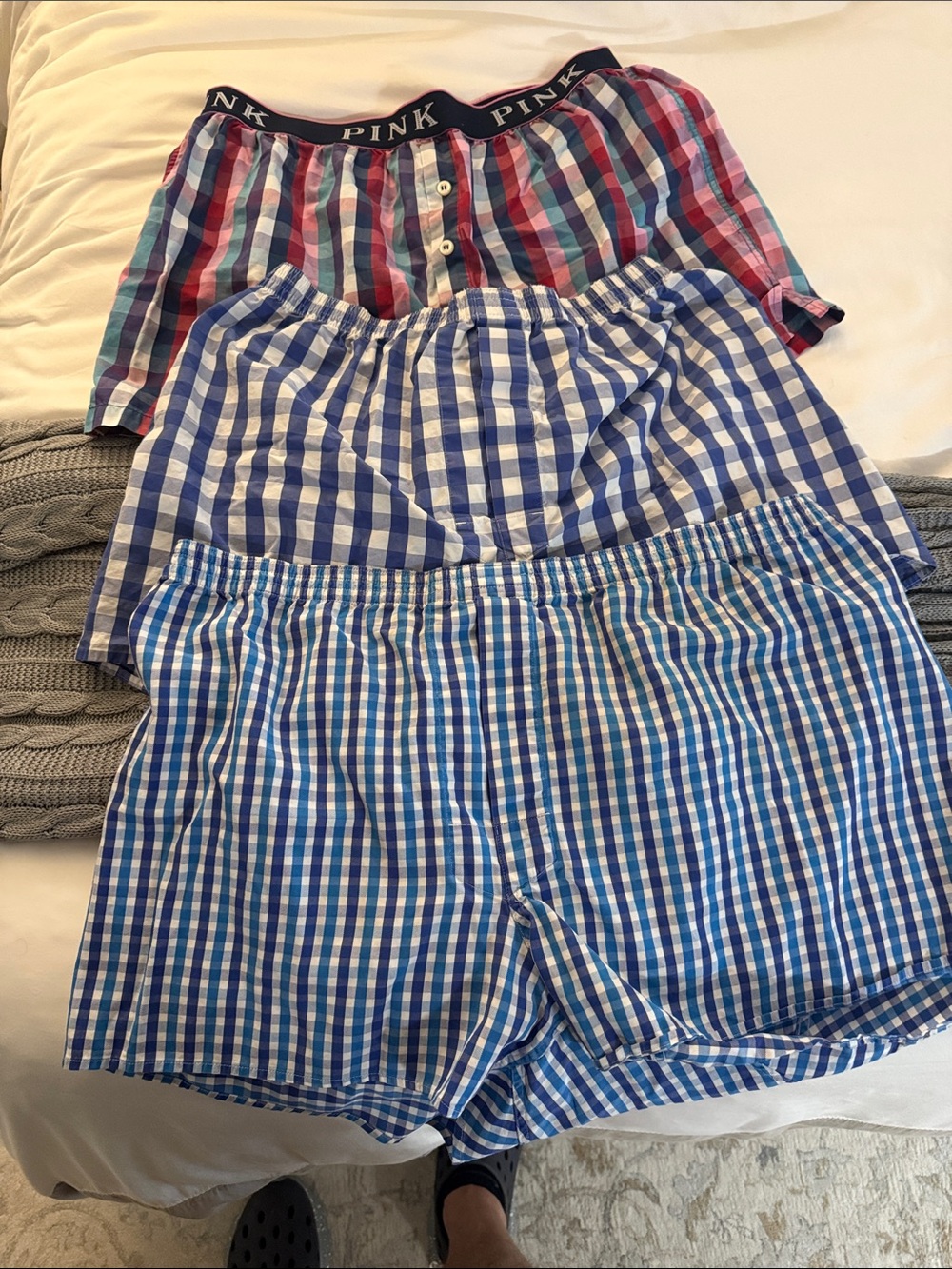 Thomas Pink Blue and Red Plaid Cotton Boxer Set of 3